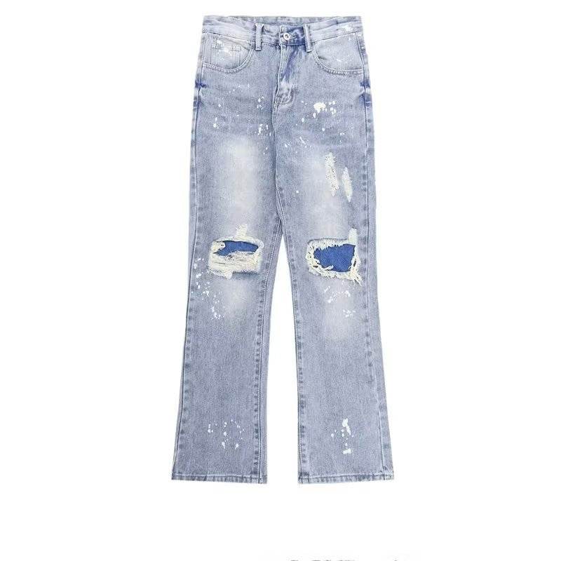 Trendy Men's Straight Trousers - Hand-Painted Jeans in Multiple Sizes - Buy Center