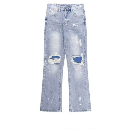Trendy Men's Straight Trousers - Hand-Painted Jeans in Multiple Sizes - Buy Center