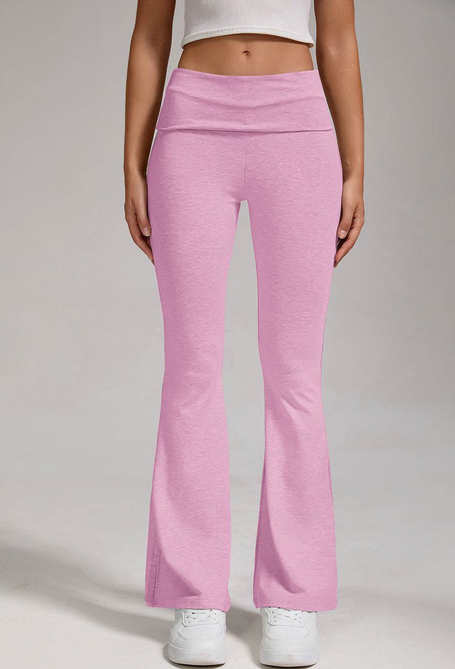 Buycenter Women's Low Waisted Flared Pants - Exposed Navel, Wide Leg - Buy Center