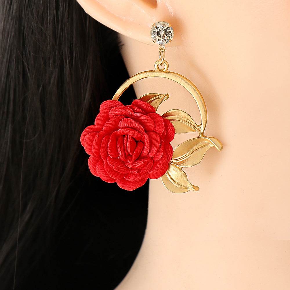 Colorful Ear Hanging Cloth Flower Earrings - Trendy Modern Styles 2025 - Buy Center