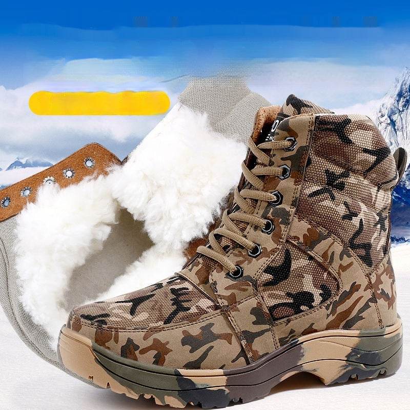 Men's Cowhide Thick Snow Boots - Warmth Retention & Stylish Design - Buy Center