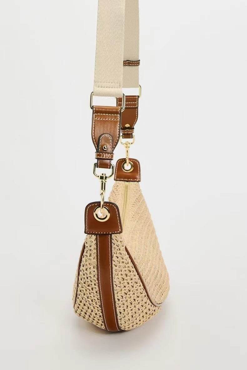 Buycenter Woven Dumpling Shoulder Bag - Casual Crossbody in Black & Brown - Buy Center