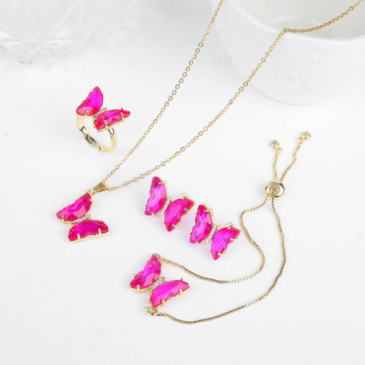 Buycenter Lucky Crystal Butterfly Jewelry Set - Necklace, Earrings & More - Buy Center