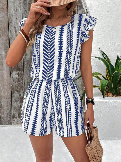 Buycenter Floral Print Ruffled Jumpsuit - Stylish Mid Waist Romper - Buy Center