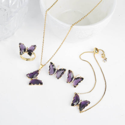 Buycenter Lucky Crystal Butterfly Jewelry Set - Necklace, Earrings & More - Buy Center