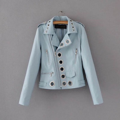 Buycenter Ladies Fashion PU Leather Jacket - Hollow Design, Urban Style - Buy Center