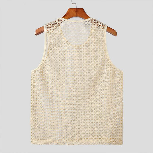 Hollow Fitness Sports Sleeveless T-shirt - Casual Summer Top in Apricot - Buy Center