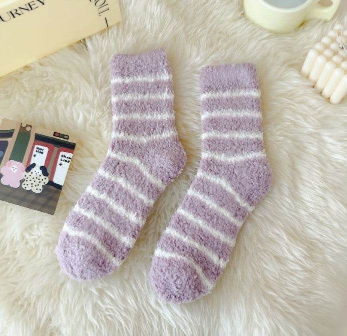 Women's Extra Thick Striped Socks - Breathable Coral Fleece Comfort - Buy Center
