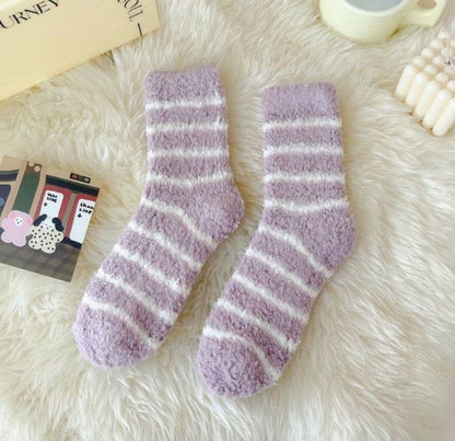 Women's Extra Thick Striped Socks - Breathable Coral Fleece Comfort - Buy Center