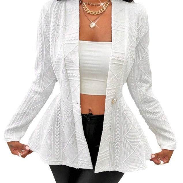 Slim-Fit Jacquard Texture Jacket for Women - Chic Long Sleeve Design - Buy Center