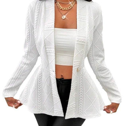 Slim-Fit Jacquard Texture Jacket for Women - Chic Long Sleeve Design - Buy Center