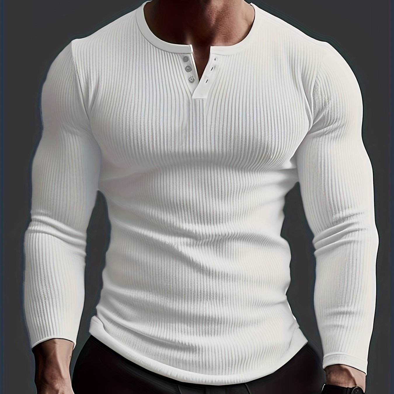 Men's Long Sleeve Crew Neck T-Shirt - Casual Solid Top for Every Season - Buy Center