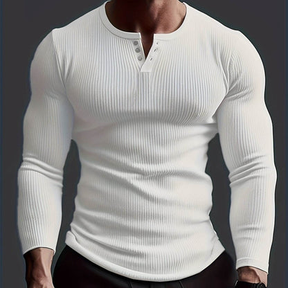 Men's Long Sleeve Crew Neck T-Shirt - Casual Solid Top for Every Season - Buy Center