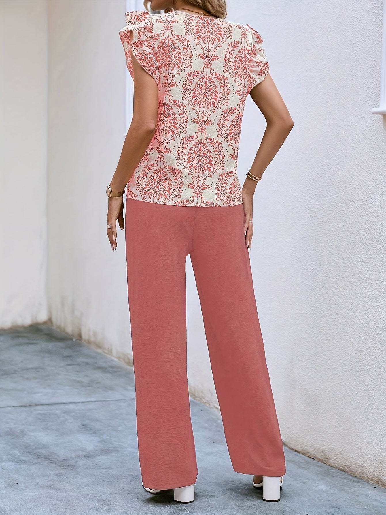 Women's Elegant V-Neck Blouse - Chic Ruffle Sleeve Top for Spring - Buy Center