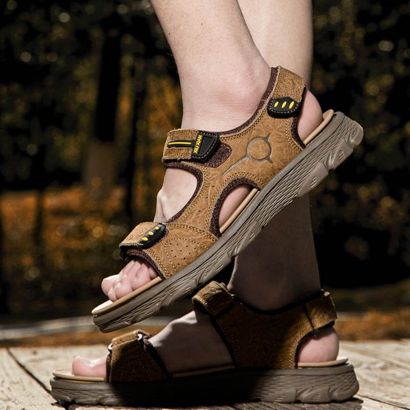 Men's Leather Sandals - Premium Summer Beach Shoes for Outdoor Leisure - Buy Center