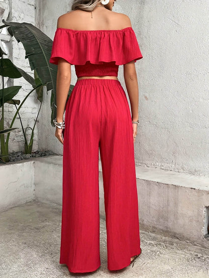 Elegant Two-Piece Set - 100% Polyester for Spring/Summer Style - Buy Center