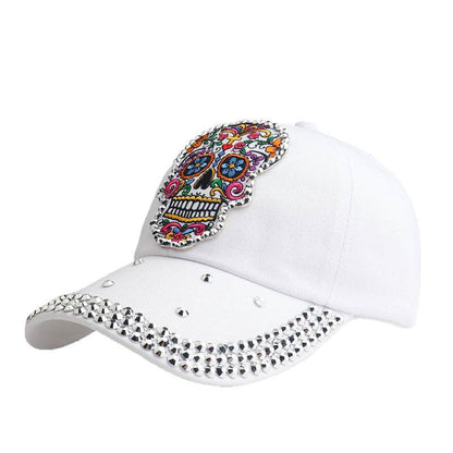 Korean Style Skull Embroidery Baseball Cap - Adjustable & Breathable for Summer - Buy Center