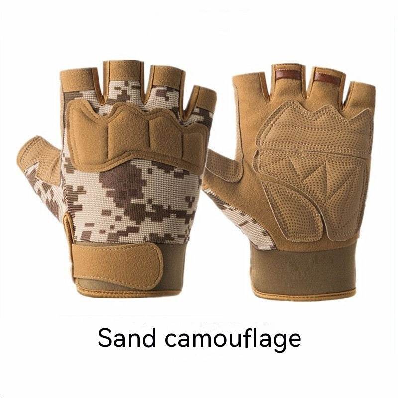 Camouflage Short Finger Gloves - Unisex for Motorcycle Riding & Outdoor Use - Buy Center