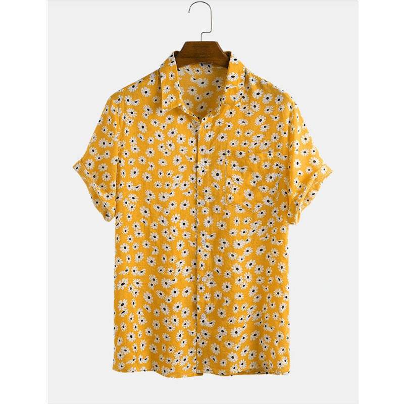 New Hawaiian Men's Short Sleeve Cardigan - Stylish Floral Print Cotton - Buy Center