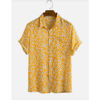 New Hawaiian Men's Short Sleeve Cardigan - Stylish Floral Print Cotton - Buy Center