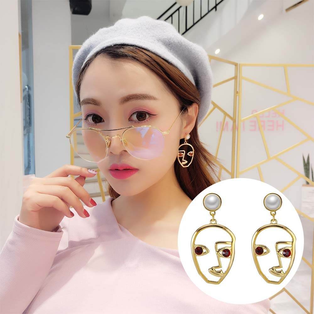 Elegant Korean Personality Pearl Design Earrings - Geometric Alloy Style - Buy Center