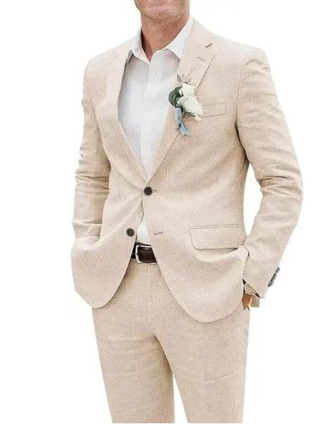Buycenter Casual Men's Linen Suit - Fashion Slim Fit for All Occasions - Buy Center