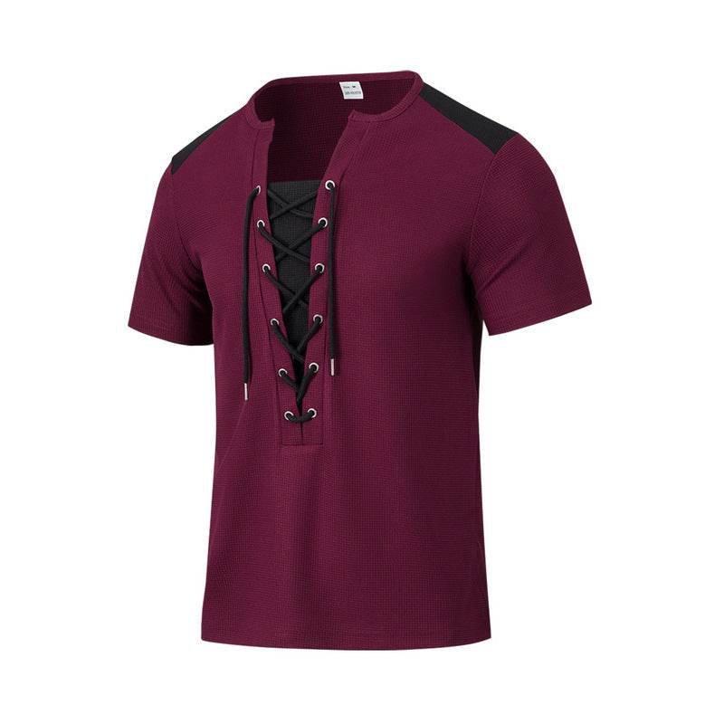 Buycenter Casual Multicolor Stitching Top - Round Neck, Short Sleeve - Buy Center