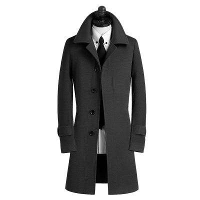 Buycenter Men's Wool Trench Coat - Slim Fit British Style for Modern Men - Buy Center