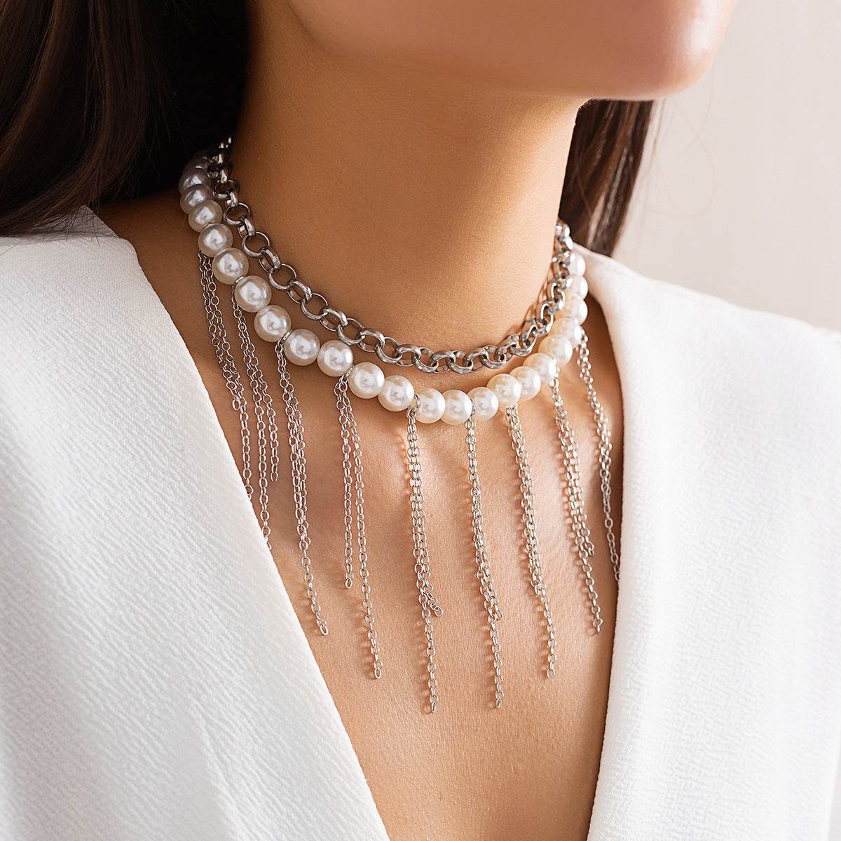Pearl Tassel Double Layer Necklace - Elegant Women’s Jewelry 2025 - Buy Center