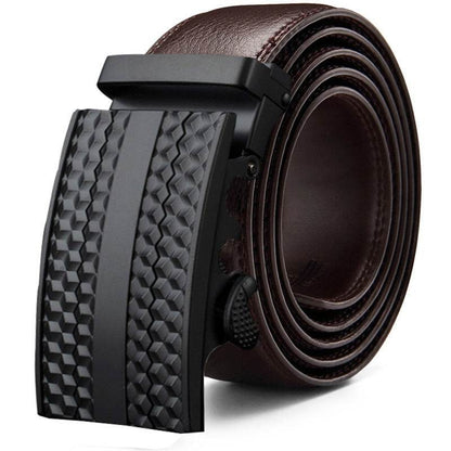 Fashion Casual Men's Leather Belt - Two-Layer Automatic Buckle Design - Buy Center