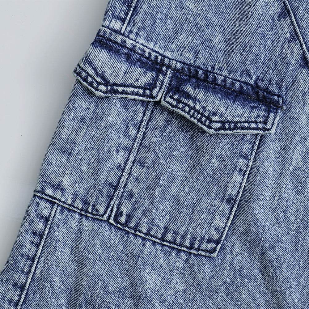 Men's Multi-pocket Washed-out Jeans - Casual Denim Trousers for All Seasons - Buy Center