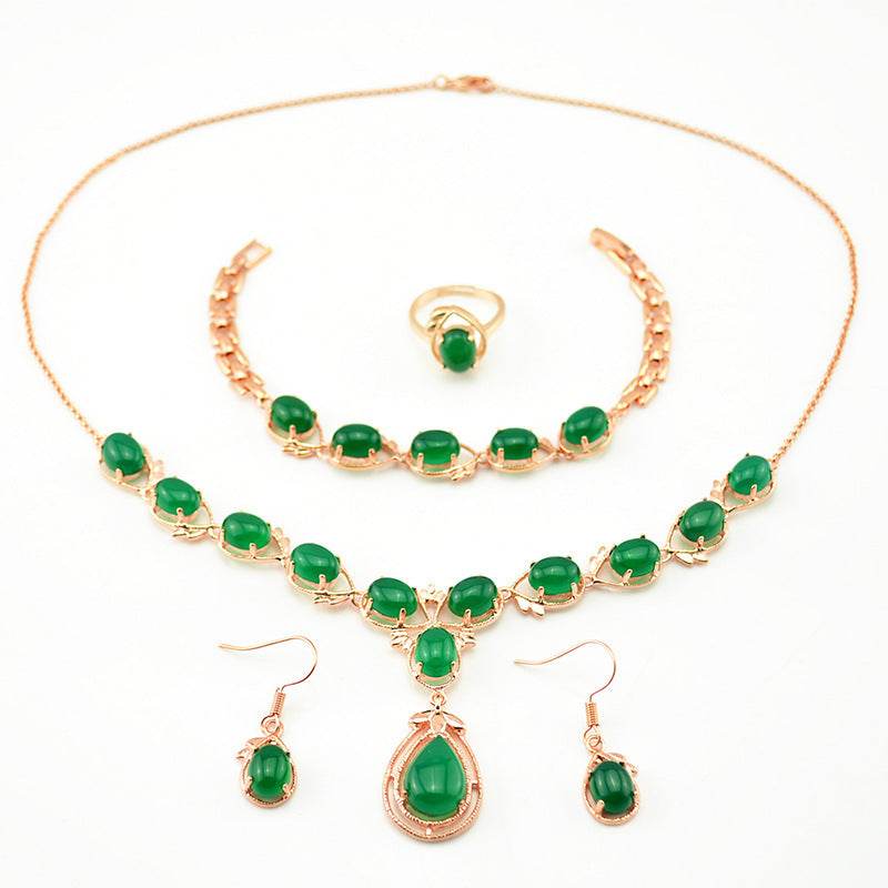 Elegant Natural Chalcedony Jewelry Set - Earrings & Hand Decoration - Buy Center