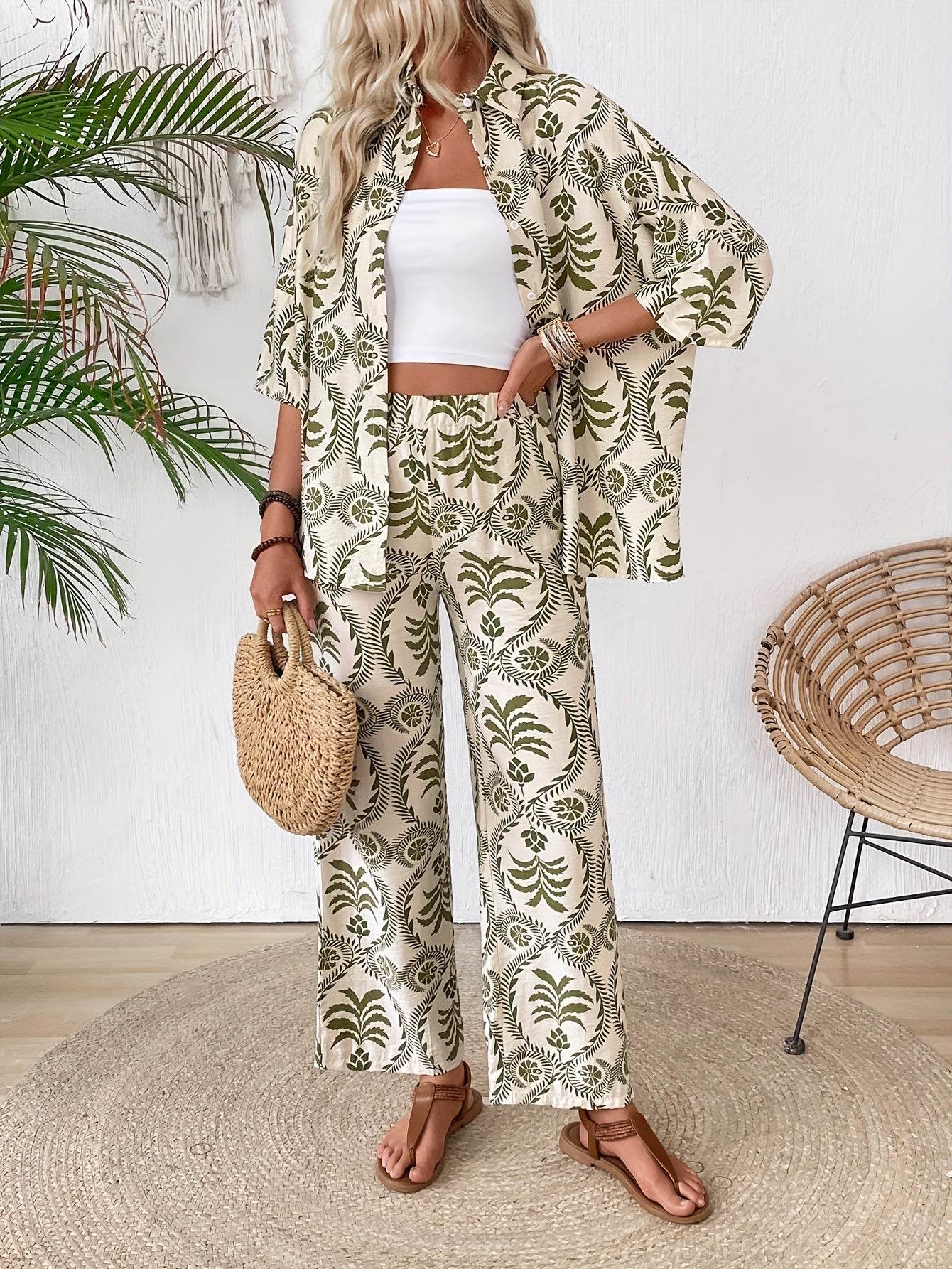 Women's Spring Summer Vacation Two-Piece Set - Tropical Style - Buy Center