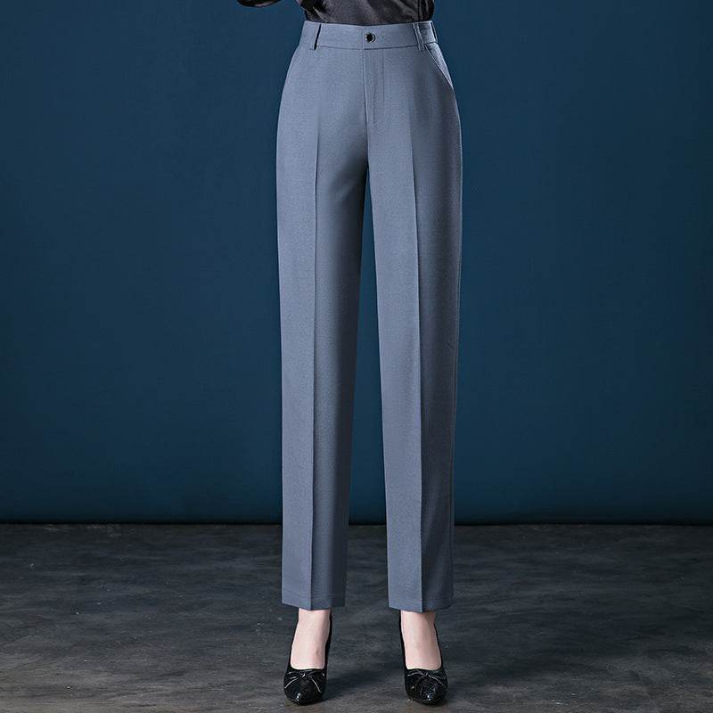 Buycenter Women's High-Waist Casual Suit Trousers - Fashionable Straight-Leg Fit - Buy Center