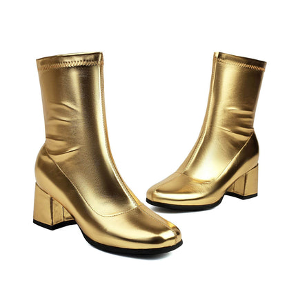 Elegant Plus Size Ankle Boots - Low Heel, Versatile Zipper for Style - Buy Center