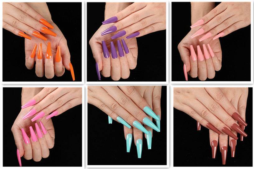 Long Coffin Fake Nails - Vibrant Colors, Easy Application Nail Art - Buy Center