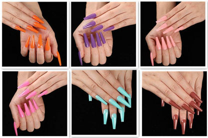 Long Coffin Fake Nails - Vibrant Colors, Easy Application Nail Art - Buy Center