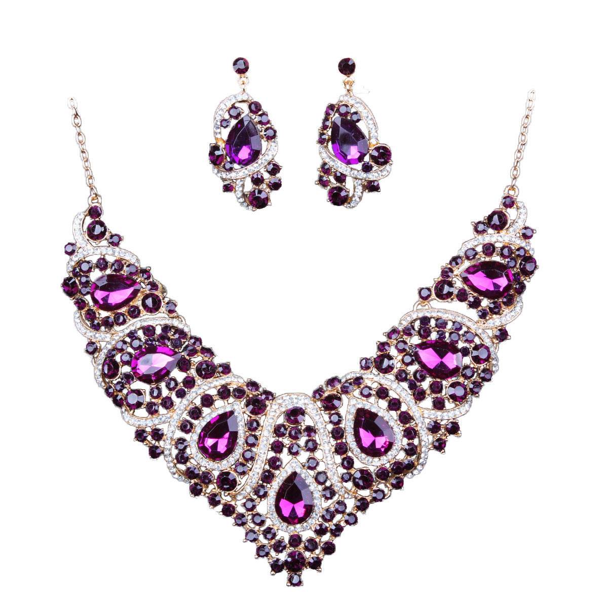 Colorful Bridal Necklace & Earring Set - Geometric Gemstone Jewelry 2025 - Buy Center