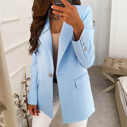 Buycenter Slim Fit Long Sleeve Jacket - Solid Color Casual Suit for Women - Buy Center