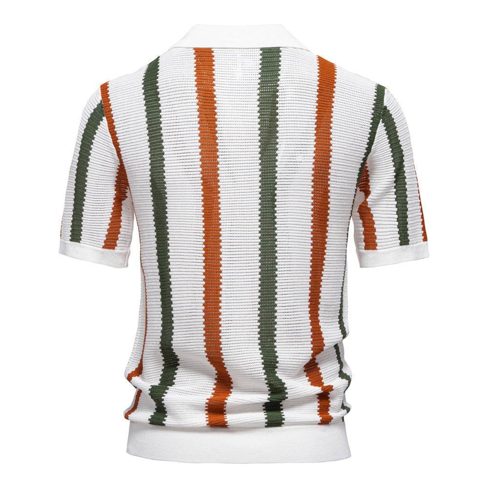 Summer Men's Breathable Polo Shirt - Short Sleeve Striped Knitting - Buy Center