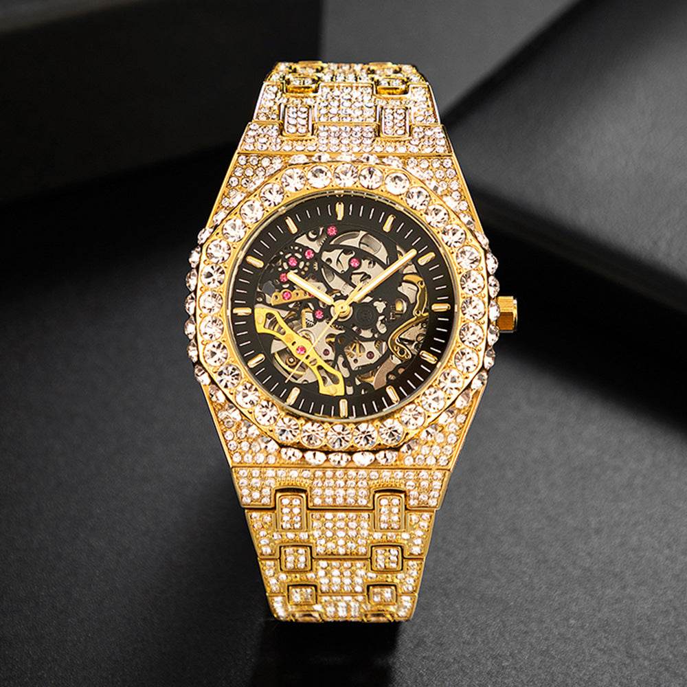 Full Diamond Hip Hop Mechanical Watch - Stylish Octagonal Design 2025 - Buy Center