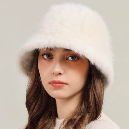 Big Head Rabbit Plush Hat - Milky White, Cozy Fashion for Women - Buy Center