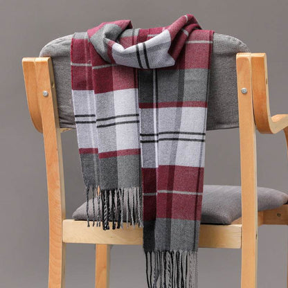 British Plaid Cashmere Scarf - Stylish Tassels, Perfect for Couples & Families - Buy Center