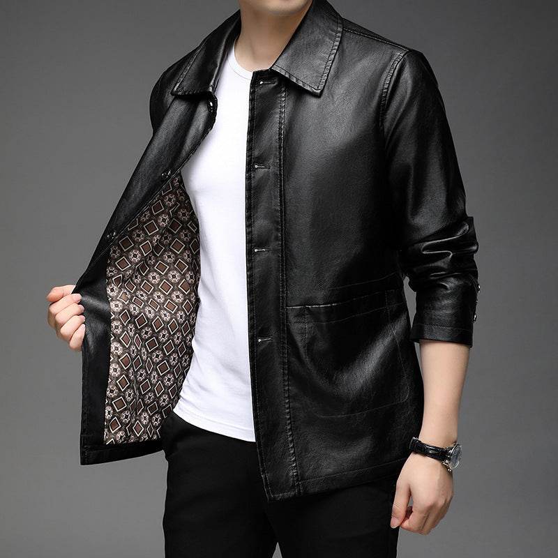 Autumn Leather Jacket for Young & Middle-aged - Stylish Korean Design - Buy Center