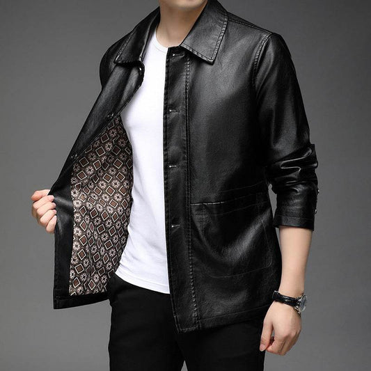 Autumn Leather Jacket for Young & Middle-aged - Stylish Korean Design - Buy Center