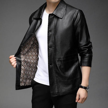 Autumn Leather Jacket for Young & Middle-aged - Stylish Korean Design - Buy Center