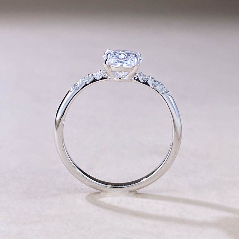 Buycenter S925 Sterling Silver Big Diamond Ring - Minimalist Unisex Design - Buy Center