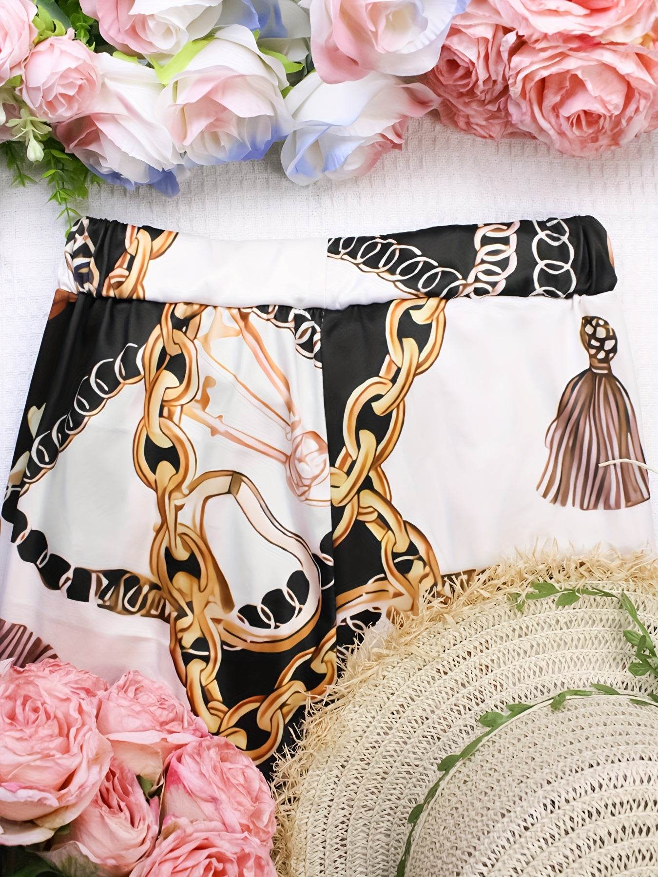 Casual Cape Top & Pocketed Pants Two-Piece Set - Stylish Print - Buy Center