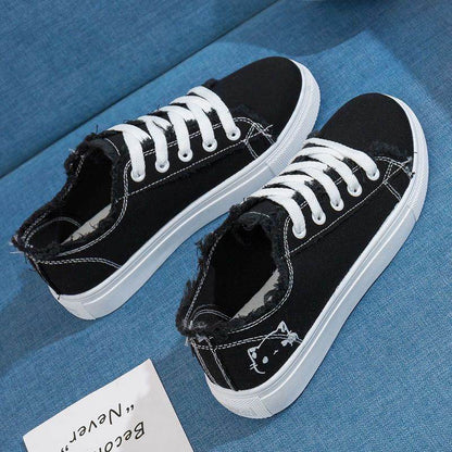 Women's Breathable Canvas Shoes - Stylish White Athletic Sneakers for Spring - Buy Center