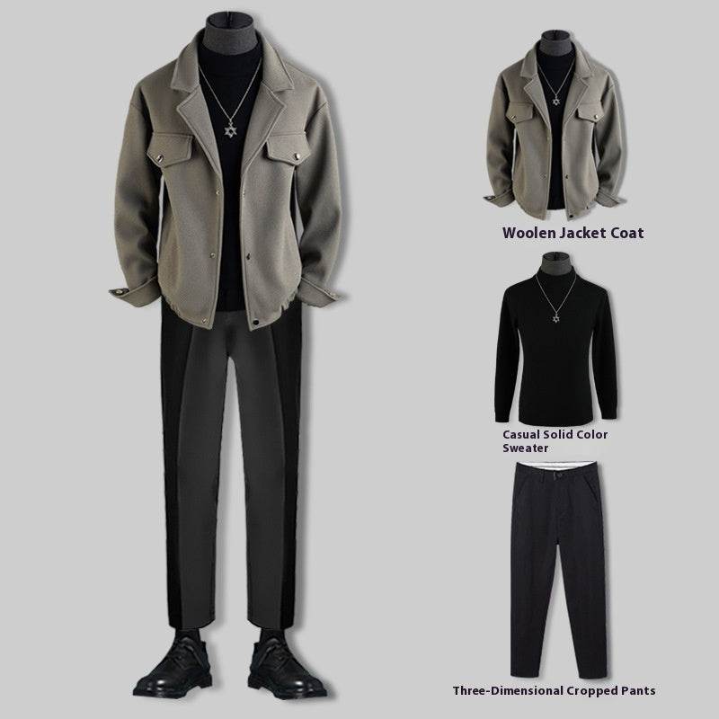 Men's Thickened Woolen Jacket Coat - Casual Loose Fit Blazer for 2025 - Buy Center